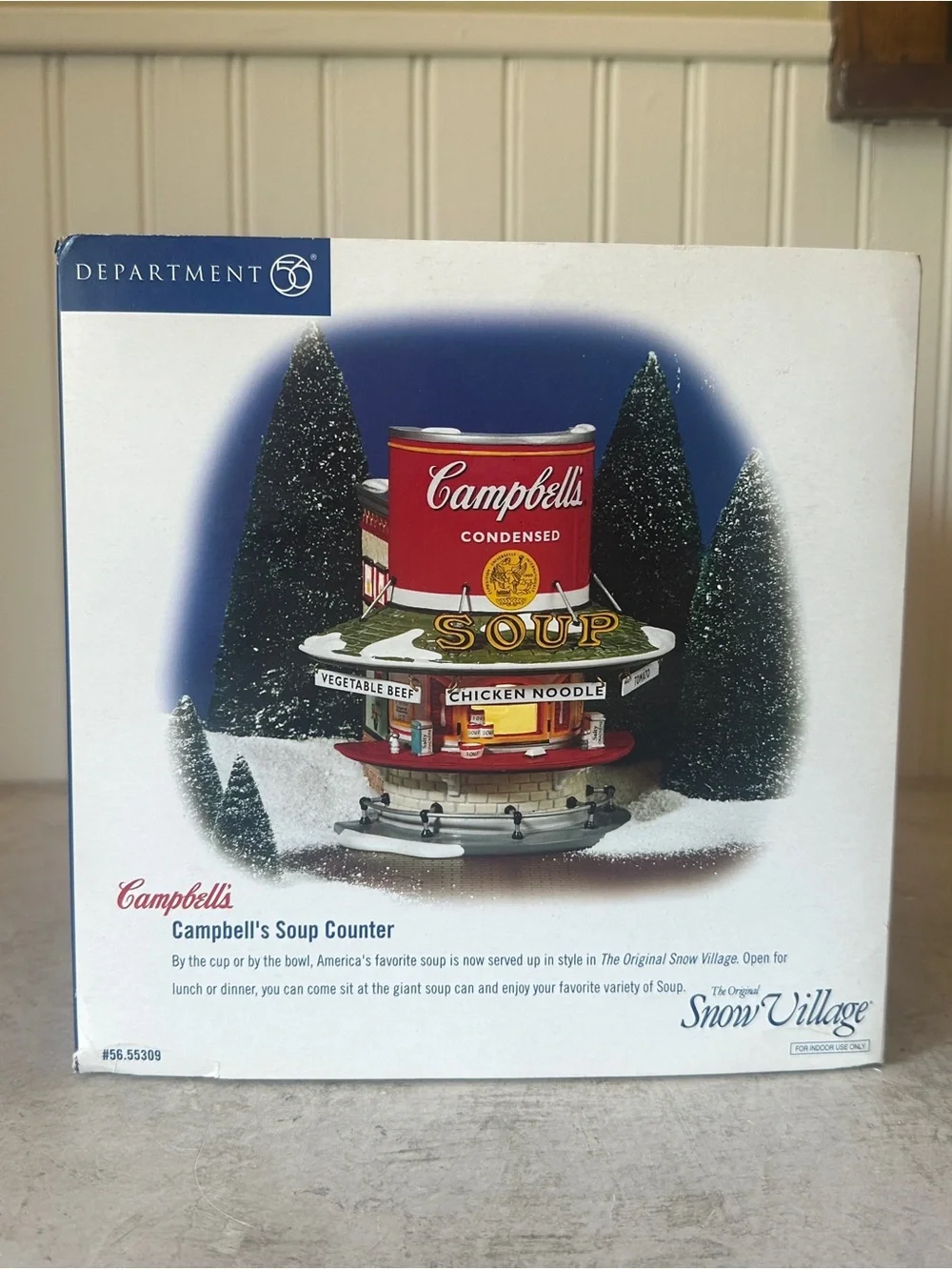 Dept 56 Snow Village Campbell's Soup Counter 55309 Complete EUC 2002 Christmas